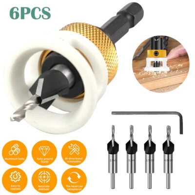 Holzbearbeitung Senkbohrer Set mit Sechskantschaft und Tiefenanschlag 6tlg - Bild 1 von 4