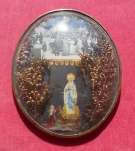 Souvenir ND de Lourdes - Cadre Verre Bombé ! - Bild 1 von 3