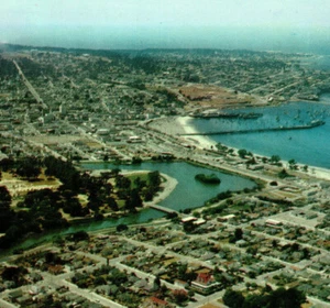 The Monterey City Peninsula Aerial Sky View Neighborhood Bay CA Vintage Postcard - Picture 1 of 4