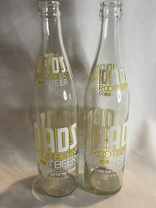 Dad's Root Beer Glass 1 pint Bottle Yellow & White on Anchor Hocking Clear Glass - Picture 1 of 12