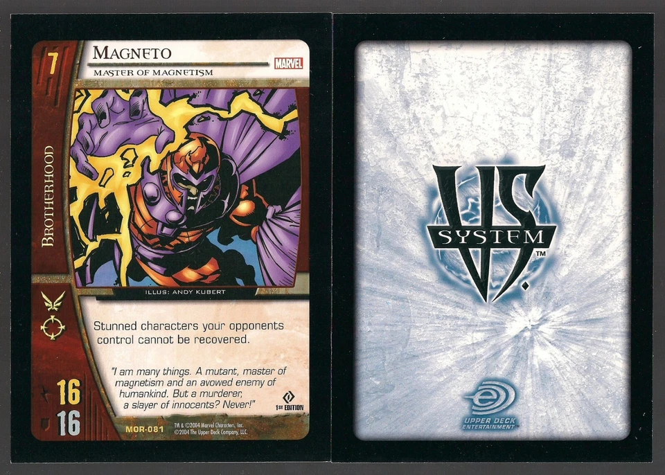 VS SYSTEM CCG X-MEN MAGNETO JUMBO TRADING CARD MOR-081 UD MARVEL 1ST ED NM-   - Image 1 of 1