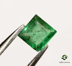 Smeraldo naturale certificato 4x4 mm taglio quadrato 0,35 Cts pietra preziosa sfusa non trattata - Foto 1 di 4