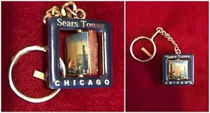 Portachiavi Sears Tower Chicago doppia faccia edificio più alto portachiavi vintage - Foto 1 di 3