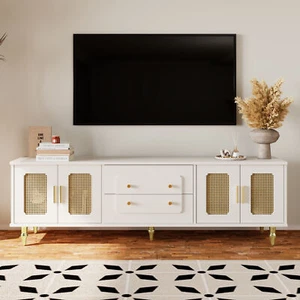 TV Schrank Lowboard mit 4 Rattantüren 2 Schublade Fernsehschrank Fernsehtisch - Bild 1 von 17