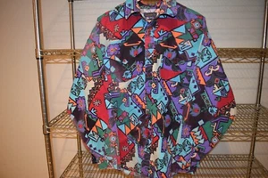 Panhandle Slim vtg Western Abstract 90s Button Up Cowboy Shirt Men's Large - Picture 1 of 11