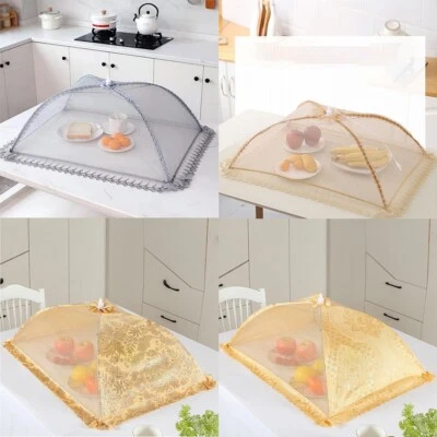 Cover Vegetable Cover Rectangle Dining Table Cover Foldable Food Cover Gold Gray - Image 1 of 3