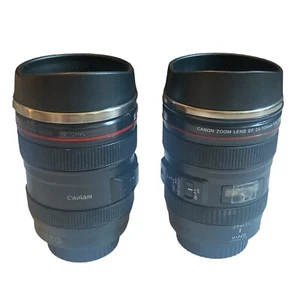 2 Canon Style Camera Lens EF 24-105mm UltraSonic Stainless Steel Travel Mug Cups - Picture 1 of 10