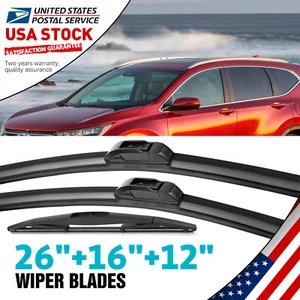 For 16''+26''+12'' Windshield Wiper Blades Driver & Passenger Side U/J-HOOK set - Picture 1 of 13