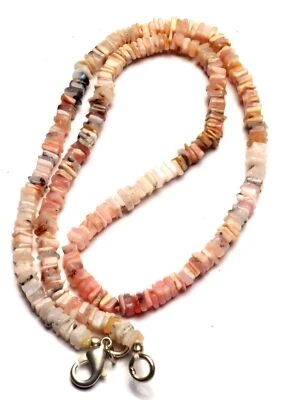Collar de cuentas Heishi cuadradas gema natural ópalo rosa peruano 4 mm 16 pulgadas 50 quilates Foto 1 de 4