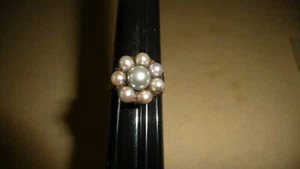 #21X Vintage 10K GELBGOLD RING Gr. 7 CLUSTER 8 Perlen - Bild 1 von 10