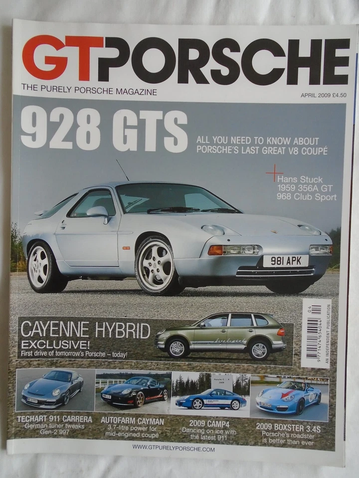 GT Porsche Apr 2009 928 GTS, Boxster 3.4S, 968 Club Sport - Image 1 of 1