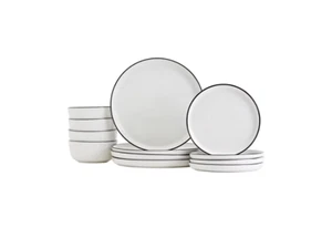 Tabletops Unlimited 12 Pc. Black Rim Dinnerware Set, Service for 4 - Black - Picture 1 of 4