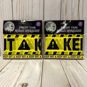 Halloween Spaventoso Nastro Decorazione Lotto di 2 Tenere Fuori Lungo 30 Piedi Giallo - Foto 1 di 3