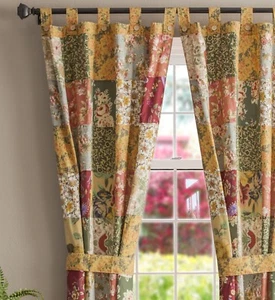 ANTIQUE CHIC 84x84 WINDOW PANELS : COUNTRY FLORAL PAISLEY COTTON CURTAIN DRAPES - Picture 1 of 3