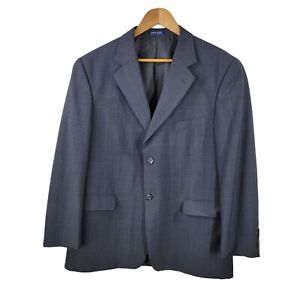 Stafford Mens Sport Coat Blazer Two Button Jacket 42 S Short Wool Pinstripe gray