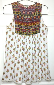 Umgee Tunic Top Blouse Aztec Size S Boho Sleeveless Flowy Summer Pineapple - Picture 1 of 14
