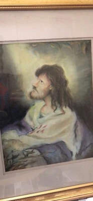 pintura tiza de Jesús original y firmada religión pascual Foto 1 de 4
