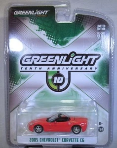 Chevrolet Corvette C6 Greenlight 2005 rojo escala 1:64 diecast metal modelo coche - Imagen 1 de 2
