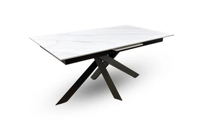 Fabb 'Messina' Dining Table Ceramic Top Pop Up Extending 200cm Marble Effect NEW - Image 1 of 4