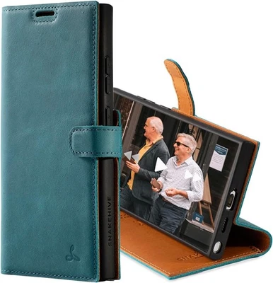 Funda tipo billetera de cuero real abatible para Samsung Galaxy S25 Ultra Foto 1 de 4