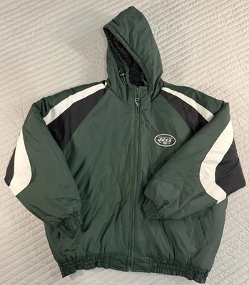 VTG  90s New York Jets Logo 7 Puffer Winter Jacket 2XL Made In Korea Quilted NFL - Image 1 of 4