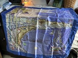 Vintage NEW Ralph Lauren 100% Silk Scarf Sailboats Nautical Scene Côte d’Azur T8 - Picture 1 of 10
