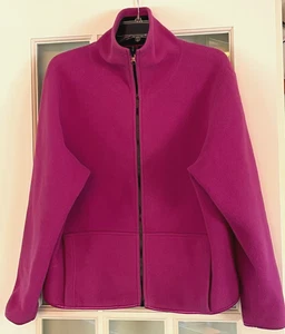 St. John's Bay rosa & schwarze Fleece-Wendejacke, durchgehender Reißverschluss, Größe L - Bild 1 von 6