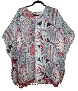 Weiche Umrandung Damen Kimono Künstler Topper Einheitsgröße Boho Festival künstlerisch neu mit Etikett - Bild 1 von 8