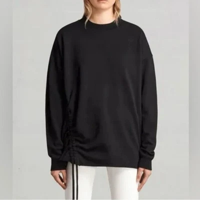 Sudadera All Saints Capaz Para Mujer S Negra Acanalada Corbata Pullover Jersey Gótico Edgy Foto 1 de 4