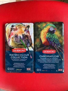 DERWENT 12 TIN WATERCOLOUR COLLECTION + 12 TIN CHROMAFLOW COLLECTION. BRAND NEW. - Picture 1 of 1