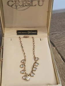 Crislu Sterling 18k Vermeil Zirkonia Halskette - Original Box  - Bild 1 von 7