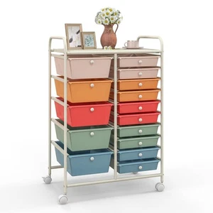 Giantex 15 Drawers Rolling Cart, Classroom Organizers, Storage Cart with Whee... - Picture 1 of 9