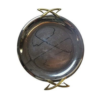 Stainless Steel Round Platter Tray Serving Dish Vintage MID CENTURY MODERN - Image 1 of 4