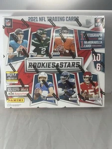 2021 Rookies & Stars Longevity Mega Box Football NFL 1 AUTO & MEM NEW SEALED - Picture 1 of 2