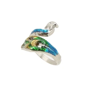 4Pcs Crochet Rings Unique Peacock Shape Design Light Weight Knitting Loop Rings - Picture 1 of 12