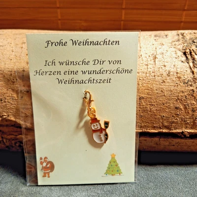 Weihnachtlicher Emaille Anhänger Schneemann Charm Bettelarmband Tasche - Bild 1 von 2
