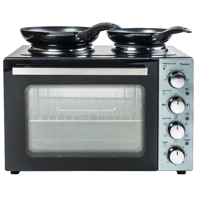 Bestron Kleinküche Backofen mit Kochplatte + Drehspieß Ofen Pizzaofen 31L - Bild 1 von 3