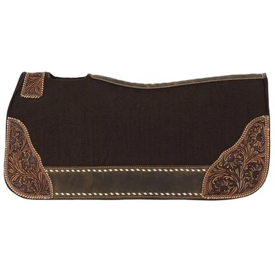 Showman Brown Felt Saddle Pad w/ Floral Stamp Leather - Image 1 of 2