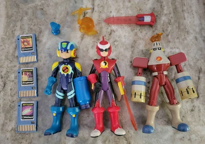 Lote de 3 figuras de guerrero Megaman NT 2004 Bandai MegaMan ProtoMan FireMan Foto 1 de 4