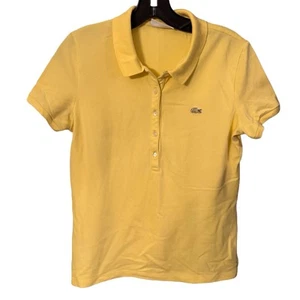 Lacoste Women Yellow Slim Fit Stretch Short Sleeve Polo Shirt 42/Large - Picture 1 of 10
