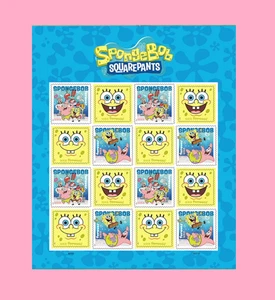 2025 SpongeBob Squarepants USPS Stamps Sheet of 16 - MNH - Bild 1 von 2