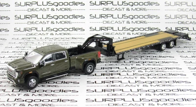 Greenlight Grn 2022 GMC SIERRA 3500 3500HD SLT Dually Pickup w/Gooseneck Trailer - Image 1 of 4