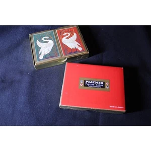 2 Sets Vintage Piatnik Playing Cards Plasti-Smooth Swans Made in Austria - Picture 1 of 3