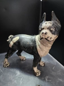 Antiguo tope de puerta de hierro fundido Boston Terrier Bull para perro estilo Hubley 10" de alto de colección - Imagen 1 de 8