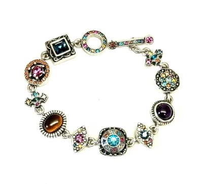 Patricia Locke 7 5" Duchess Bracelet Silver Plate Marais Swarovski Crystals NWOT - Image 1 of 4