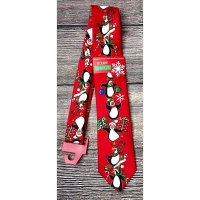 Nuevo con etiquetas Corbata de cuello Holiday Traditions Penguin Presents Copo de nieve Navidad Novedad Foto 1 de 2
