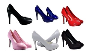 Women Mens Drag Queen Crossdresser High Heel Platform Court Shoe Large Size 7-12 - Picture 1 of 34