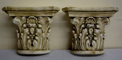 Pair Antique Finish Shelf Capitol plaster Wall Corbel Sconce Bracket Home Decor Cover