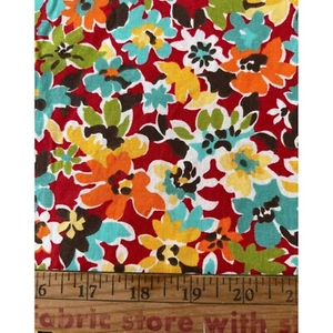 Fabric -OOP Unbranded Bright Colorful Floral Washed 100% Cotton By The Half Yard - Picture 1 of 2