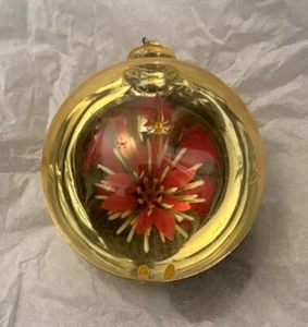 Vintage Jewel Brite Plastic Flower Poinsettia Diorama Christmas Ornament MCM - Picture 1 of 4